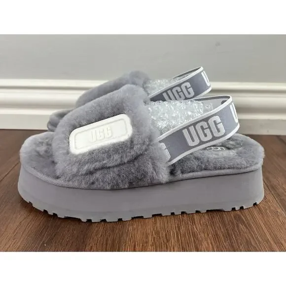 UGG Soft Amethyst Plush Shearling Disco Platform Cozy Slide Sandals - Picture 2 of 11